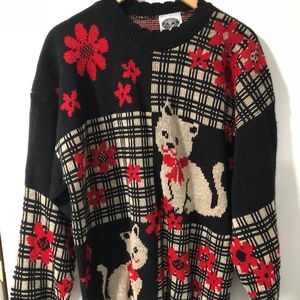 Vintage Classic Essentials Black Cat Knit Sweater